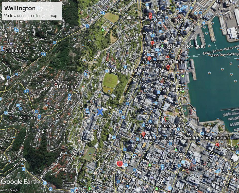 a map of Victoria University with nearby hotels labelled.